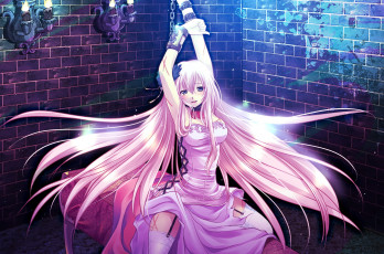 Картинка аниме vocaloid волосы девушка свечи цепи