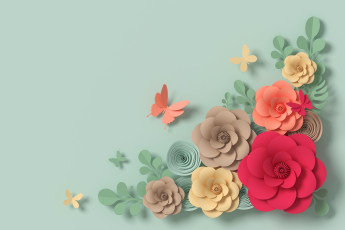 Картинка векторная+графика цветы+ flowers узор рендеринг цветы paper rendering композиция butterfly colorful floral composition