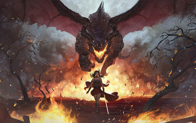 Обои картинки фото war dragons, видео игры, war of dragons, девушка, дракон
