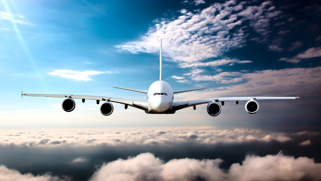 Обои картинки фото авиация, пассажирские самолёты, самолет, полет, небо, облака