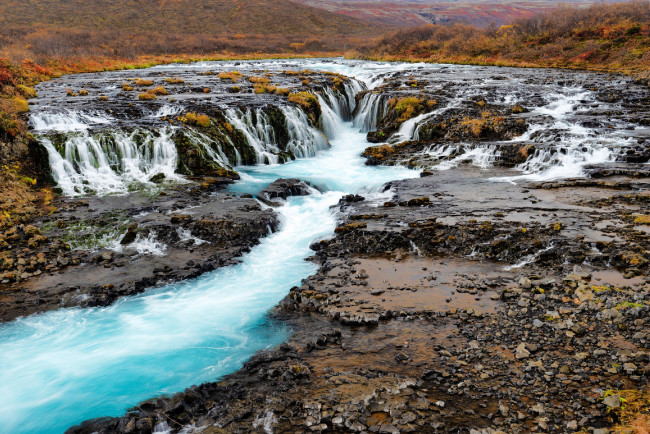 Обои картинки фото bruafoss waterfalls, iceland, природа, водопады, bruafoss, waterfalls