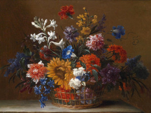 Картинка рисованные nicolas baudesson букет цветов в корзине
