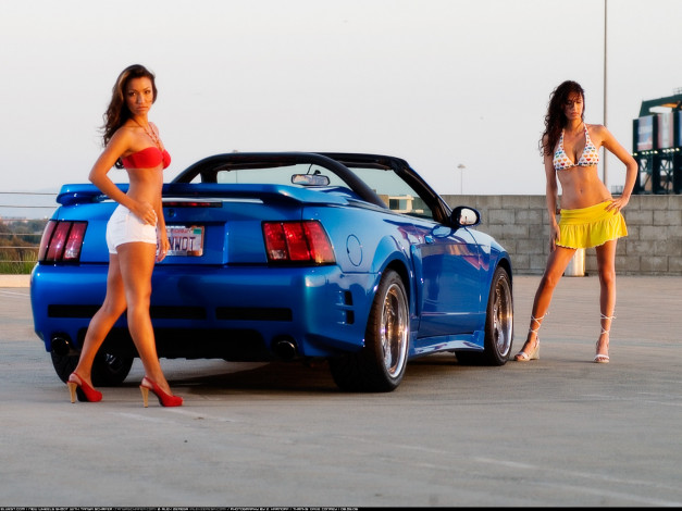Обои картинки фото alex, zerega, and, friend, автомобили, авто, девушками, бикини, mustang