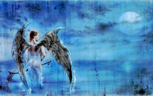 Обои картинки фото luis, royo, фэнтези, крылья, ангел