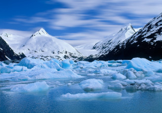 Картинка portage glacier alaska природа айсберги ледники аляска ледник снег вершины горы вода