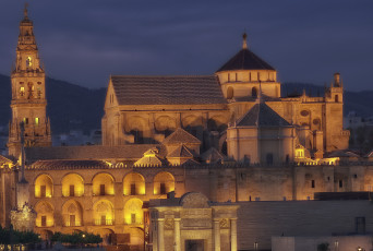 Картинка кордоба испания города огни ночного колокольня крыши