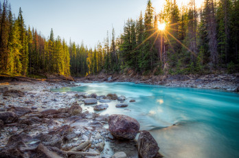 Картинка природа восходы закаты канада река лес