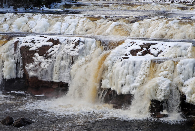 Обои картинки фото природа, водопады, зима, водопад, река