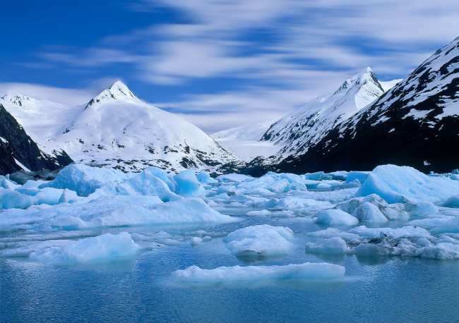 Обои картинки фото portage, glacier, alaska, природа, айсберги, ледники, аляска, ледник, снег, вершины, горы, вода