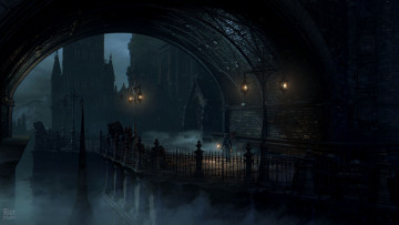Картинка видео+игры bloodborne ночь город арка