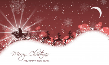 Картинка праздничные векторная+графика+ новый+год новый год рождество мерри олени санта клаус сани снежинки
