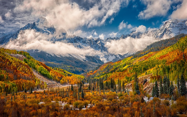 Обои картинки фото природа, пейзажи, горы, лес, осень