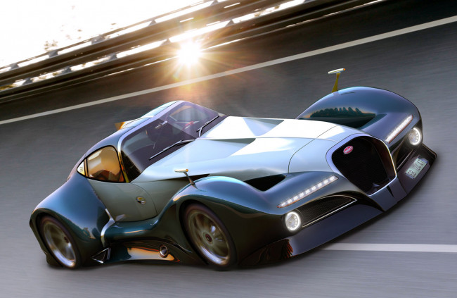 Обои картинки фото bugatti 12-4 atlantique concept, автомобили, 3д, bugatti, 12-4, atlantique, concept, supercar, трасса