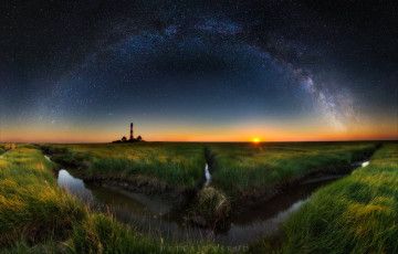 Картинка природа маяки вечер ночь млечный путь маяк небо звезды