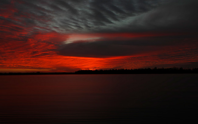 Обои картинки фото природа, восходы, закаты, зарево, озеро, вечер, облака