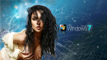 Картинка компьютеры windows+7+ vienna взгляд девушка логотип фон