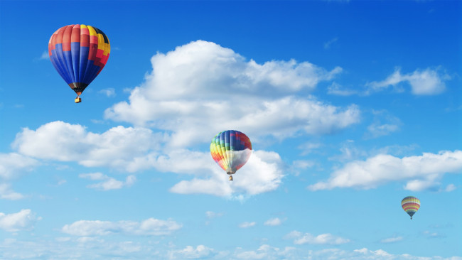 Обои картинки фото авиация, воздушные шары, шары, облака