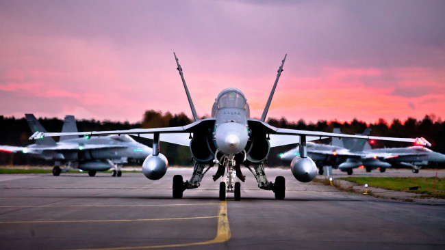 Обои картинки фото mcdonnell douglas fa-18 hornet, авиация, боевые самолёты, истребитель, военно-воздушных, сил, финляндии, ввс, аэродром, mcdonnell, douglas, fa-18, hornet