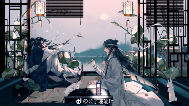 Обои картинки фото аниме, mo dao zu shi, вэй, усянь, лань, ванцзы, кролики