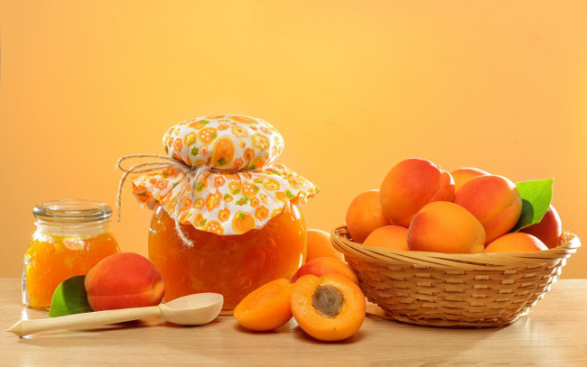 Обои картинки фото еда, мёд,  варенье,  повидло,  джем, абрикосы, джем, варенье