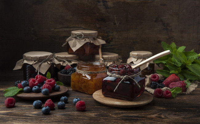 Обои картинки фото еда, мёд,  варенье,  повидло,  джем, ягоды