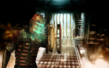 обоя видео игры, dead space, персонаж, броня, маска, коридор