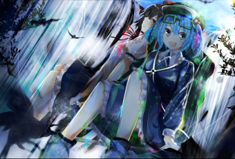 Картинка аниме touhou shameimaru aya kawashiro nitori