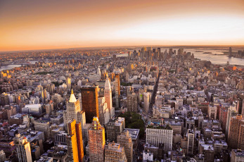 Картинка города нью йорк сша дома небоскребы восход