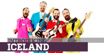 Картинка музыка евровидение гитары яркость костюмы pollap-nk музыканты веселье улыбки исландия группа