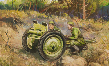 Картинка рисованные армия пушка солдат