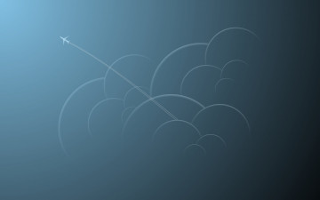 Картинка рисованные минимализм облака самолет