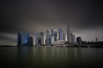 обоя города, сингапур , сингапур, панорама, небоскребы