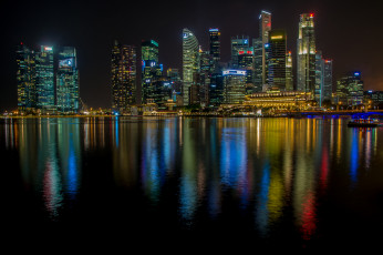 Картинка singapore города сингапур+ сингапур ночь небоскребы панорама