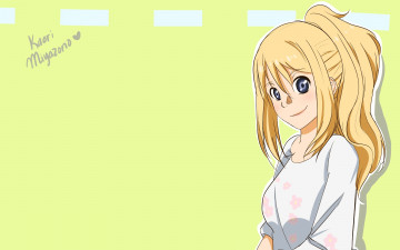 Картинка аниме shigatsu+wa+kimi+no+uso девушка взгляд фон