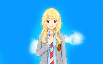 обоя аниме, shigatsu wa kimi no uso, взгляд, фон, девушка