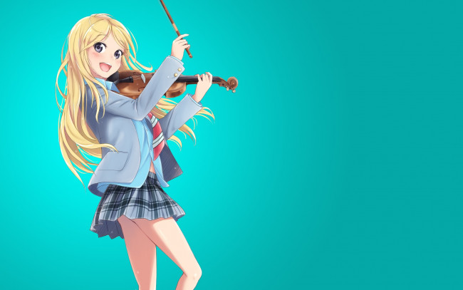 Обои картинки фото аниме, shigatsu wa kimi no uso, девушка, взгляд, фон