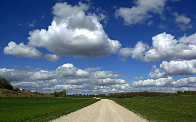 Обои картинки фото природа, дороги, дорога, проселочная, облака