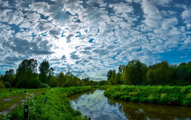 Обои картинки фото природа, реки, озера, облака, речка