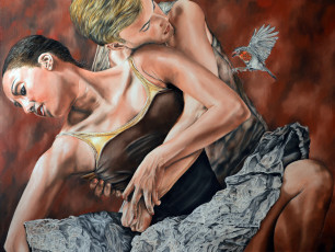 Картинка рисованное живопись мужчина танец фон женщина