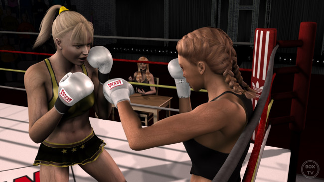Обои картинки фото 3д графика, спорт , sport, фон, взгляд, бокс, девушки, ринг