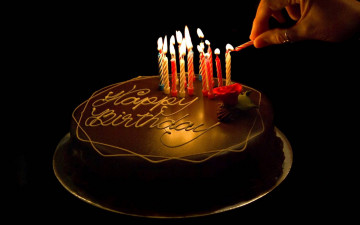 обоя праздничные, день рождения, свечи, торт