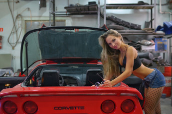 обоя автомобили, -авто с девушками, chevrolet, corvette