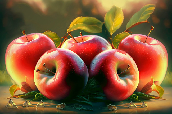 Обои картинки фото рисованное, еда, яблоки