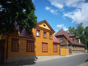Картинка деревянная рига улица даугавпилс города латвия