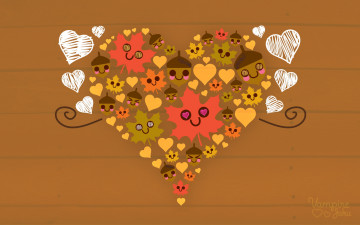Картинка векторная графика сердечки листья