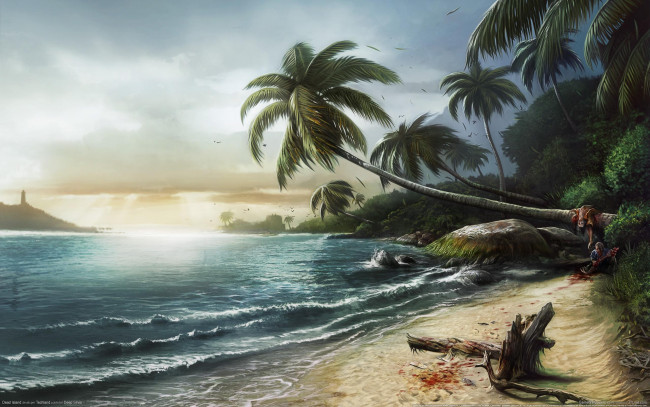 Обои картинки фото dead, island, видео, игры, море, пальмы, побережье, пейзаж