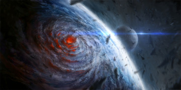 Картинка космос арт камни ураган воронка спутник chriscold планета