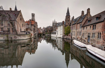 Картинка города брюгге бельгия канал дома вода