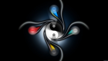 Картинка 3д+графика инь-Янь+ yin+yang темный