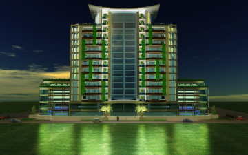 Картинка 3д+графика архитектура+ architecture зеленый дом
